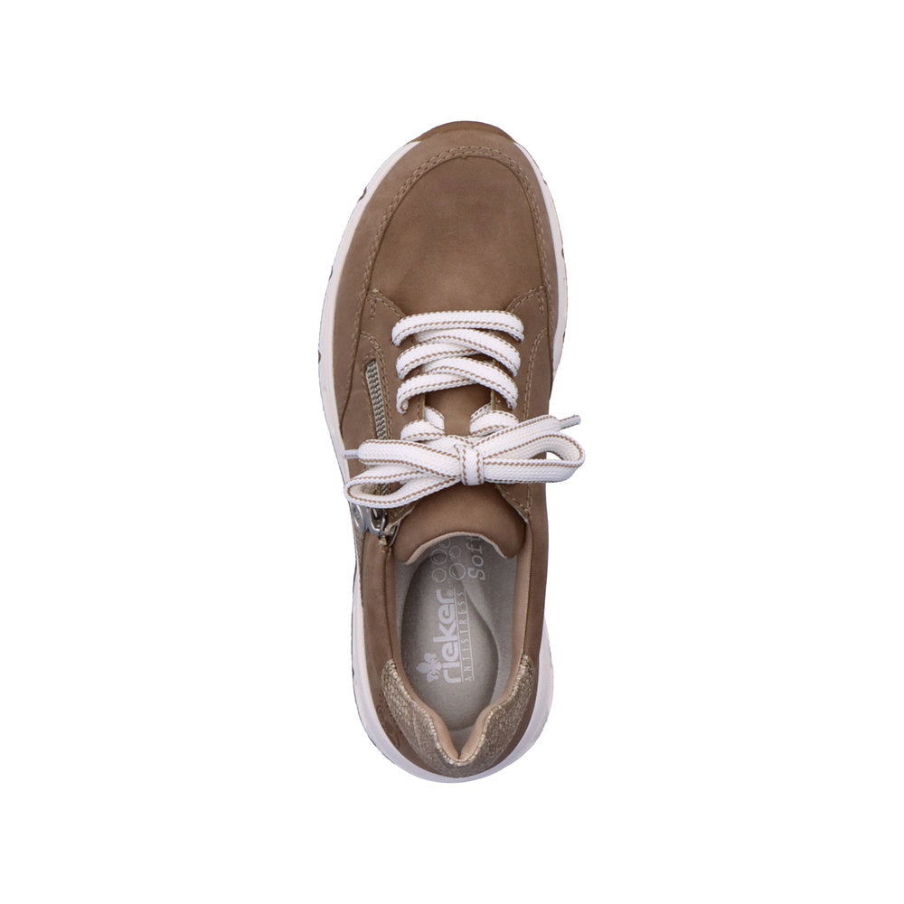 Rieker Women's Style 48133 Athletic Lace-Up With Zip - Beige peAxBOCt