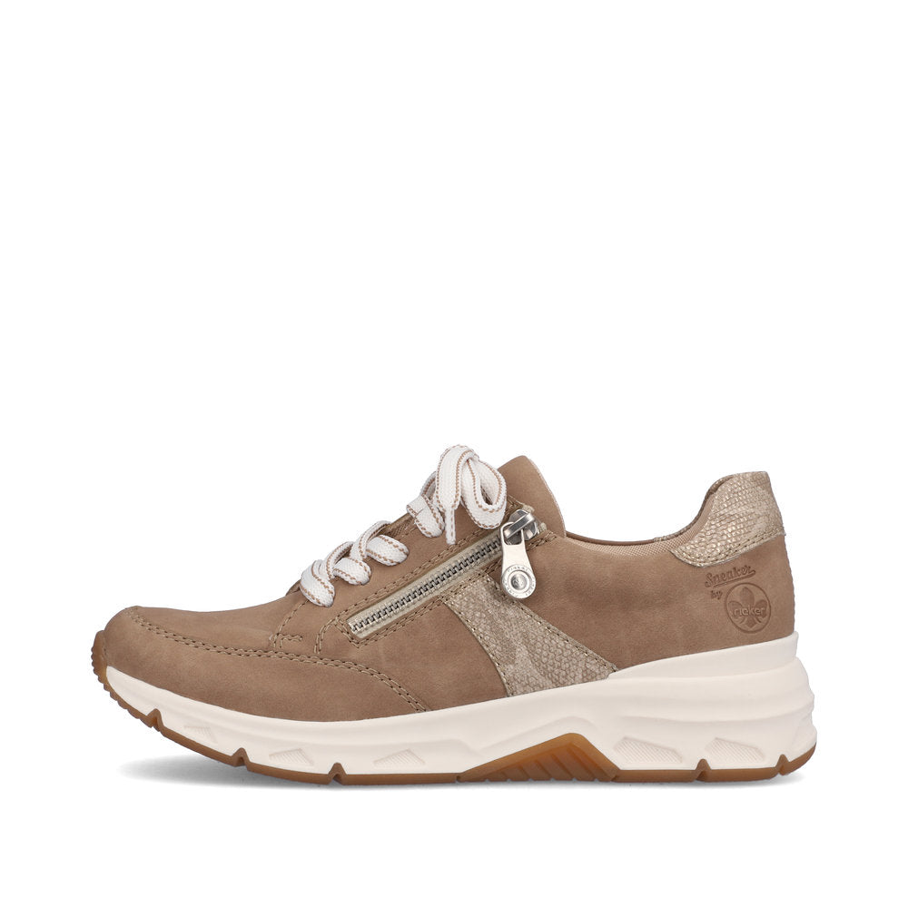 Rieker Women's Style 48133 Athletic Lace-Up With Zip - Beige peAxBOCt