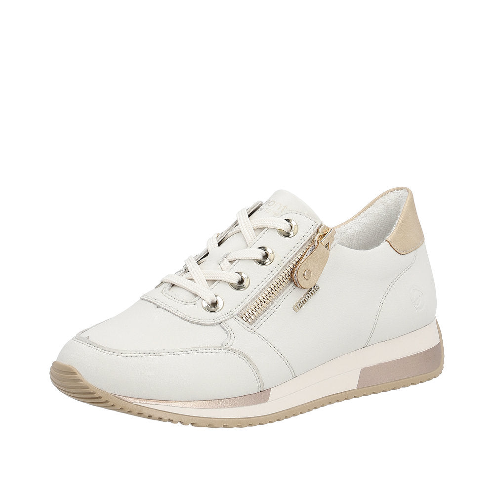 Remonte Women's Style D0H11 Athletic Lace-Up With Zip - White Combination
