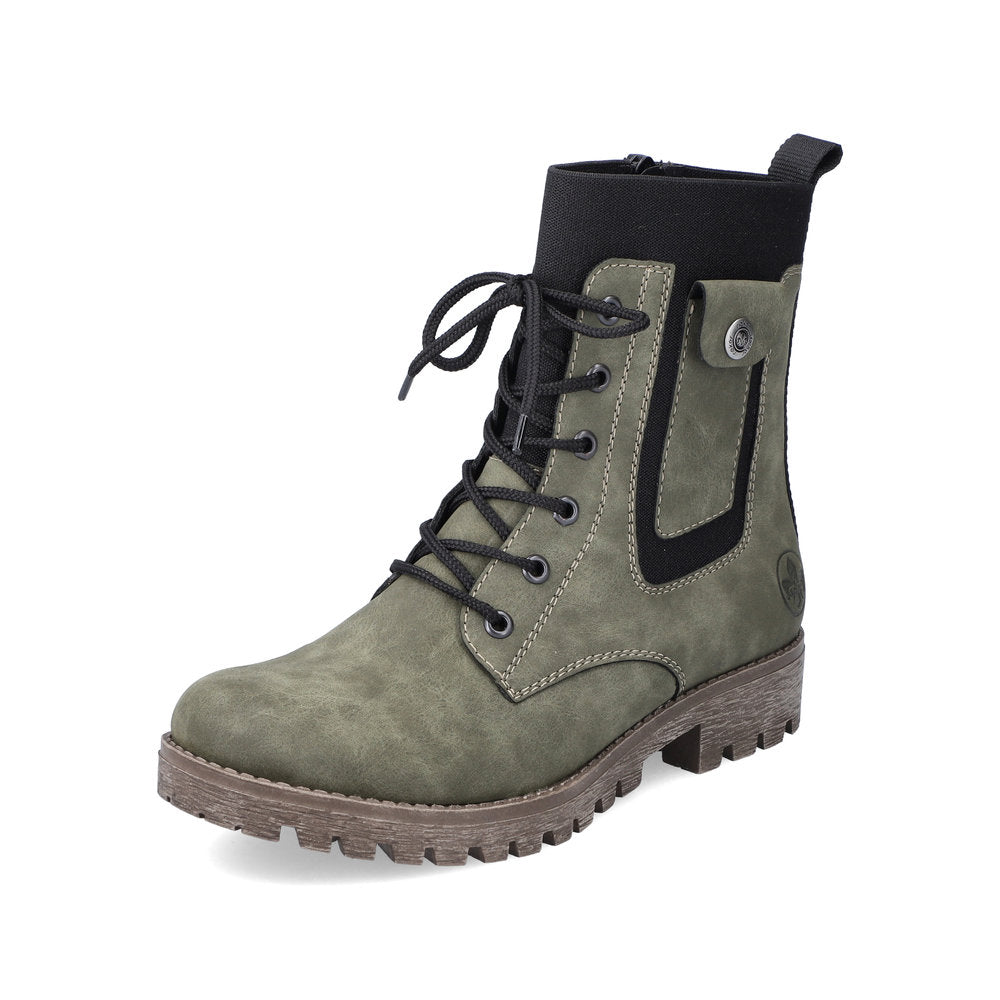 Rieker Synthetic Leather Women's Mid Height 78540 Mid-Height Boots - Green