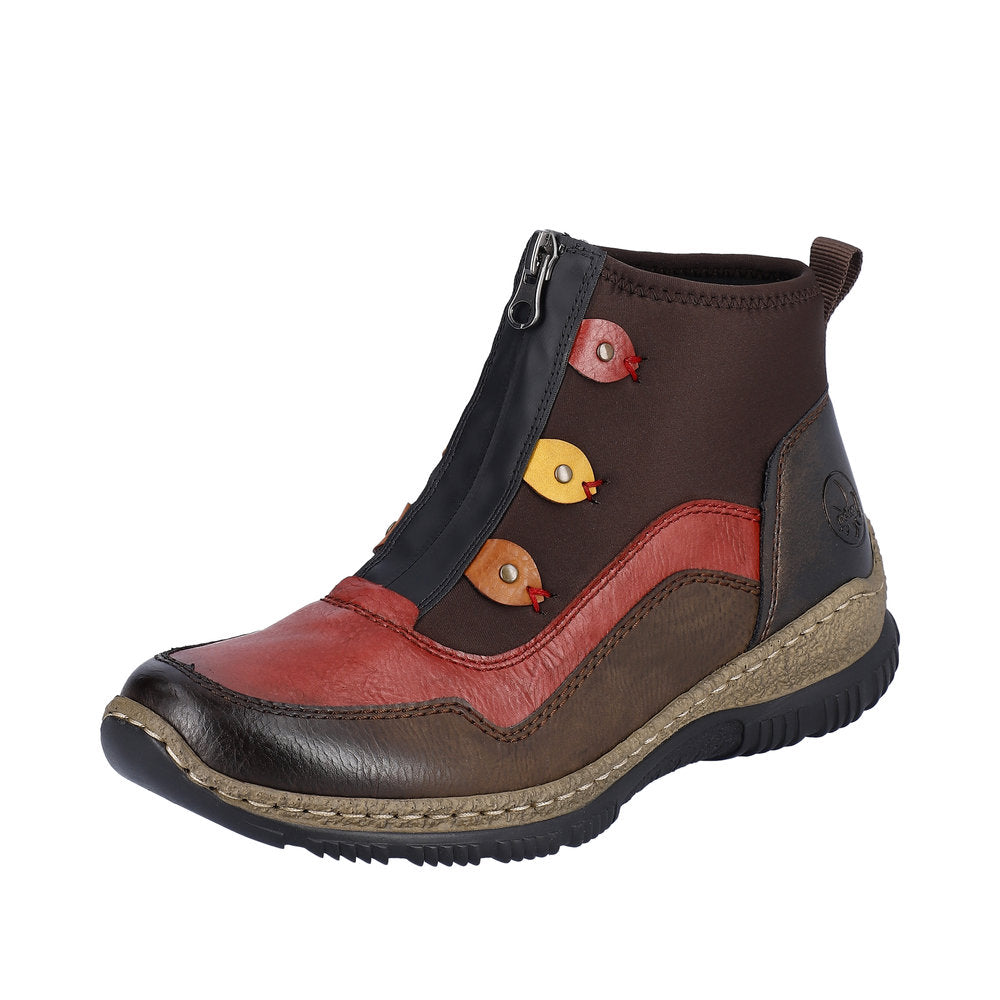Rieker Synthetic Material Women's Short N3277 Ankle Boots - Brown Combination