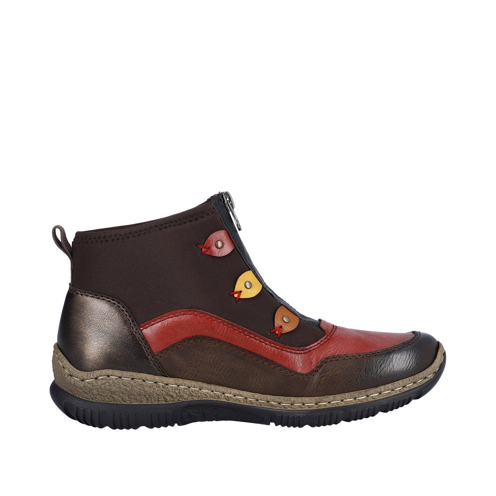 Rieker Synthetic Material Women's Short N3277 Ankle Boots - Brown Combination VkbhMlrz