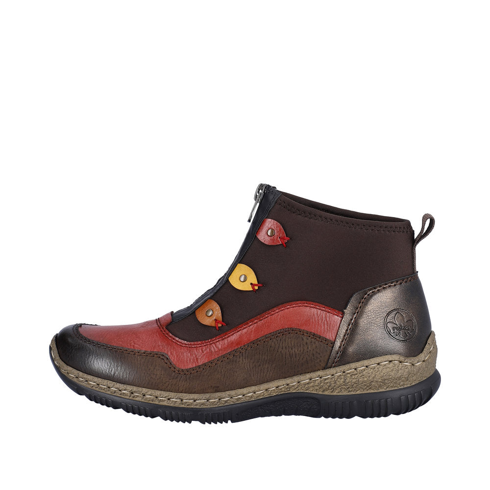 Rieker Synthetic Material Women's Short N3277 Ankle Boots - Brown Combination VkbhMlrz
