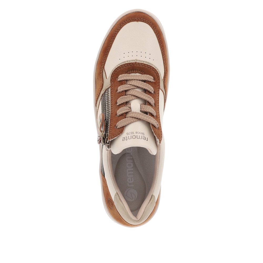 Remonte Women's Style D0J01 Athletic Lace-Up With Zip - Brown Combination RWDIWSzG