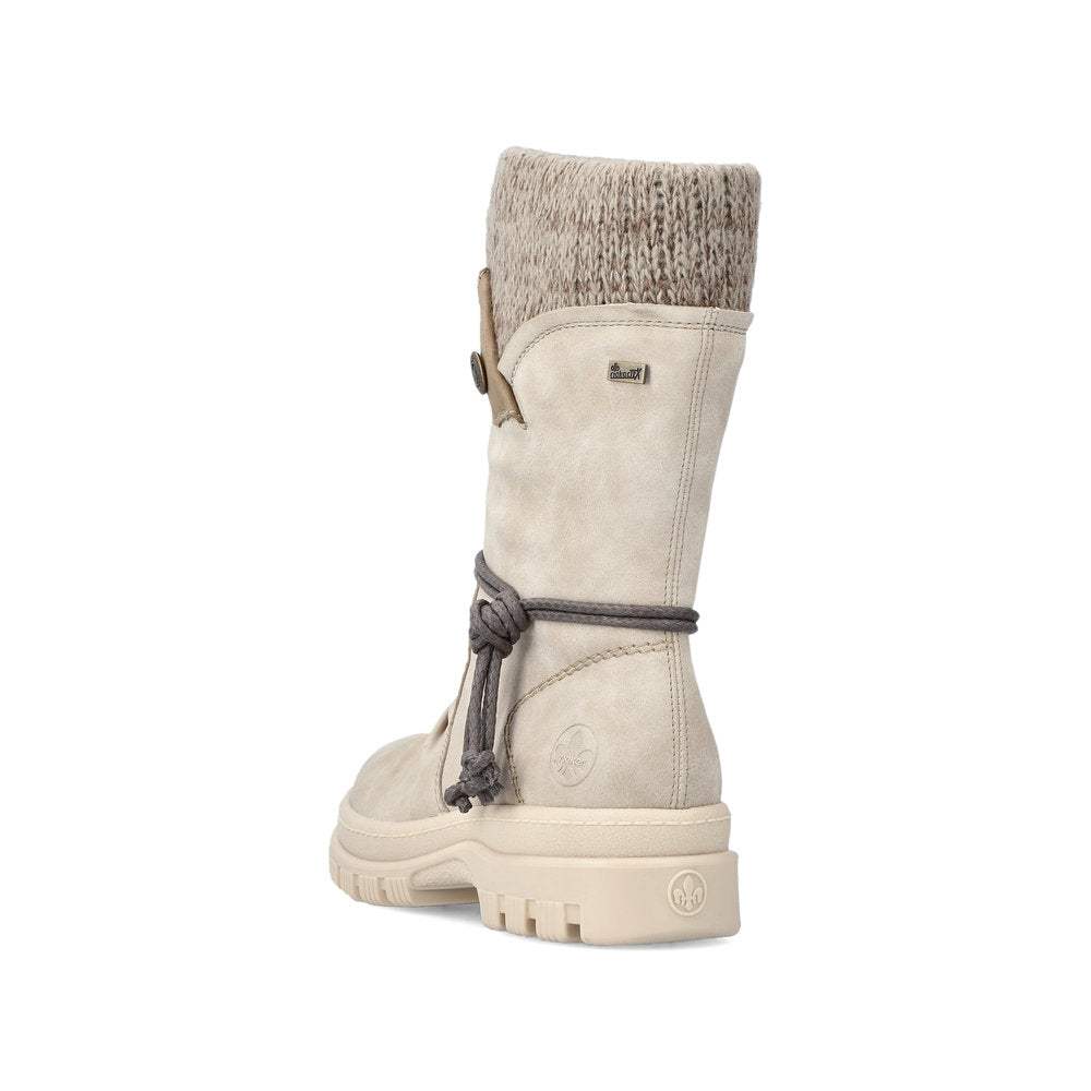 Rieker Synthetic Leather Women's Mid Height X8283-60 Mid-Height Boots Flip Grip - Beige VP3QziiW
