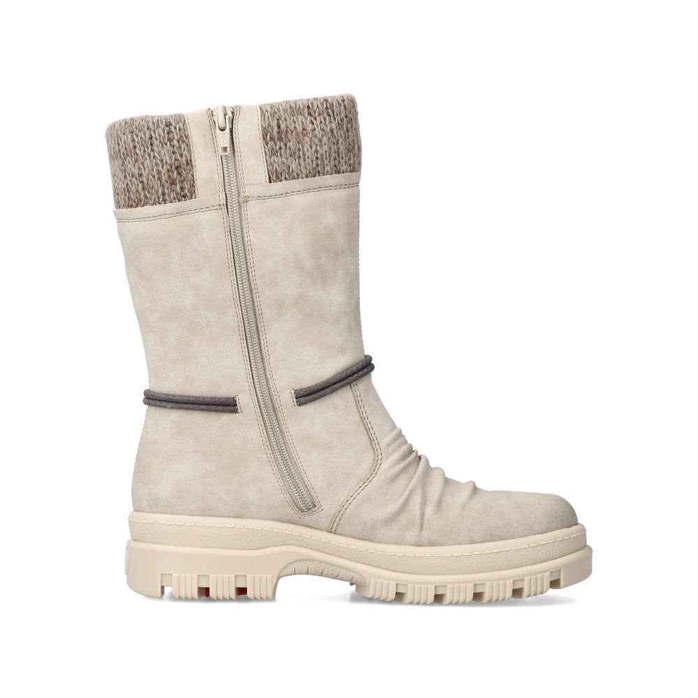 Rieker Synthetic Leather Women's Mid Height X8283-60 Mid-Height Boots Flip Grip - Beige VP3QziiW