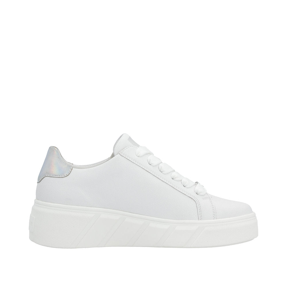Rieker Evolution Women's Style W0505 Athletic Lace-Up With Zip - White 2JE8VVbx