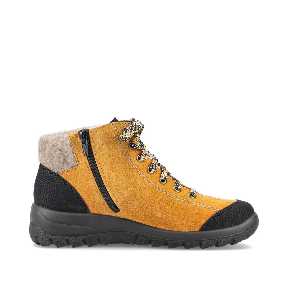 Rieker Suede Leather Women's Short L7132 Ankle Boots - Yellow Combination CWGwtisw