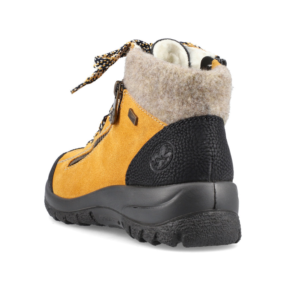 Rieker Suede Leather Women's Short L7132 Ankle Boots - Yellow Combination CWGwtisw