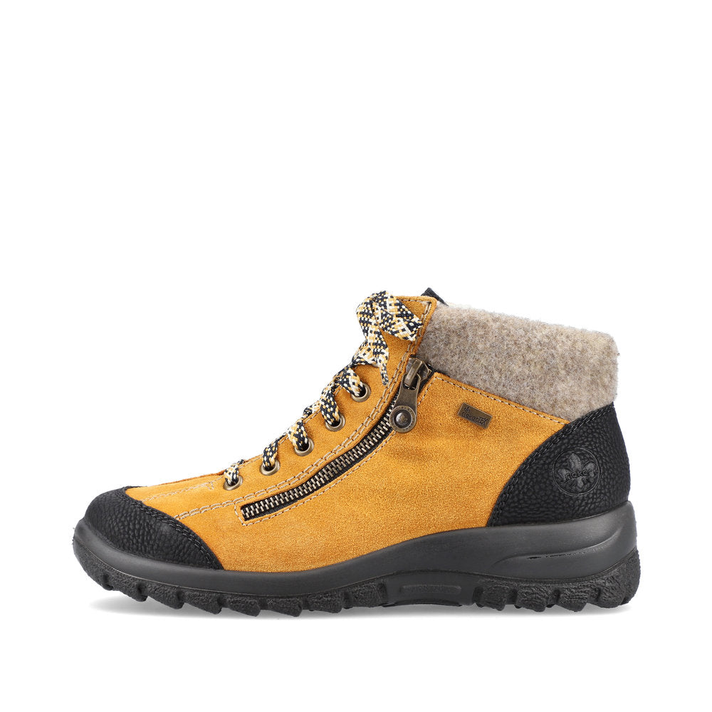 Rieker Suede Leather Women's Short L7132 Ankle Boots - Yellow Combination CWGwtisw