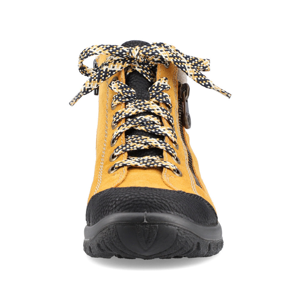 Rieker Suede Leather Women's Short L7132 Ankle Boots - Yellow Combination CWGwtisw