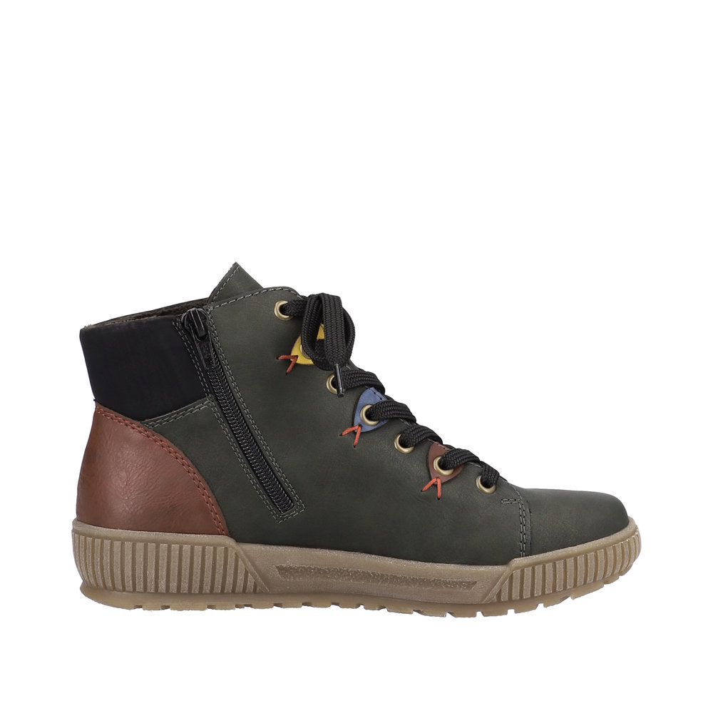 Rieker Synthetic Material Women's Short N0711 Ankle Boots - Green Combination Pxnsh4yM