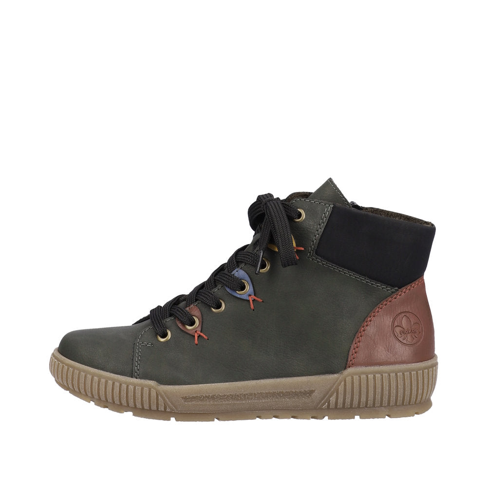 Rieker Synthetic Material Women's Short N0711 Ankle Boots - Green Combination Pxnsh4yM