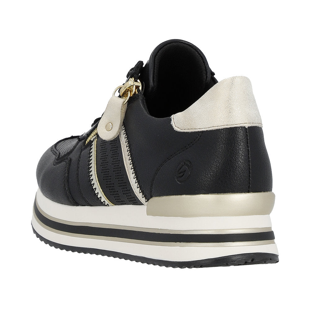 Remonte Women's Style D1318 Athletic Lace-Up With Zip - Black Combination VinBdCsW