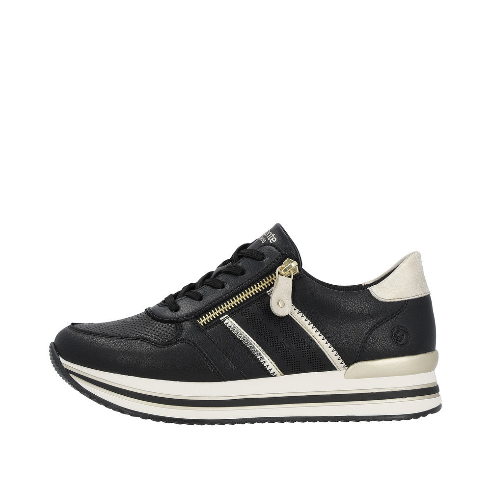 Remonte Women's Style D1318 Athletic Lace-Up With Zip - Black Combination VinBdCsW