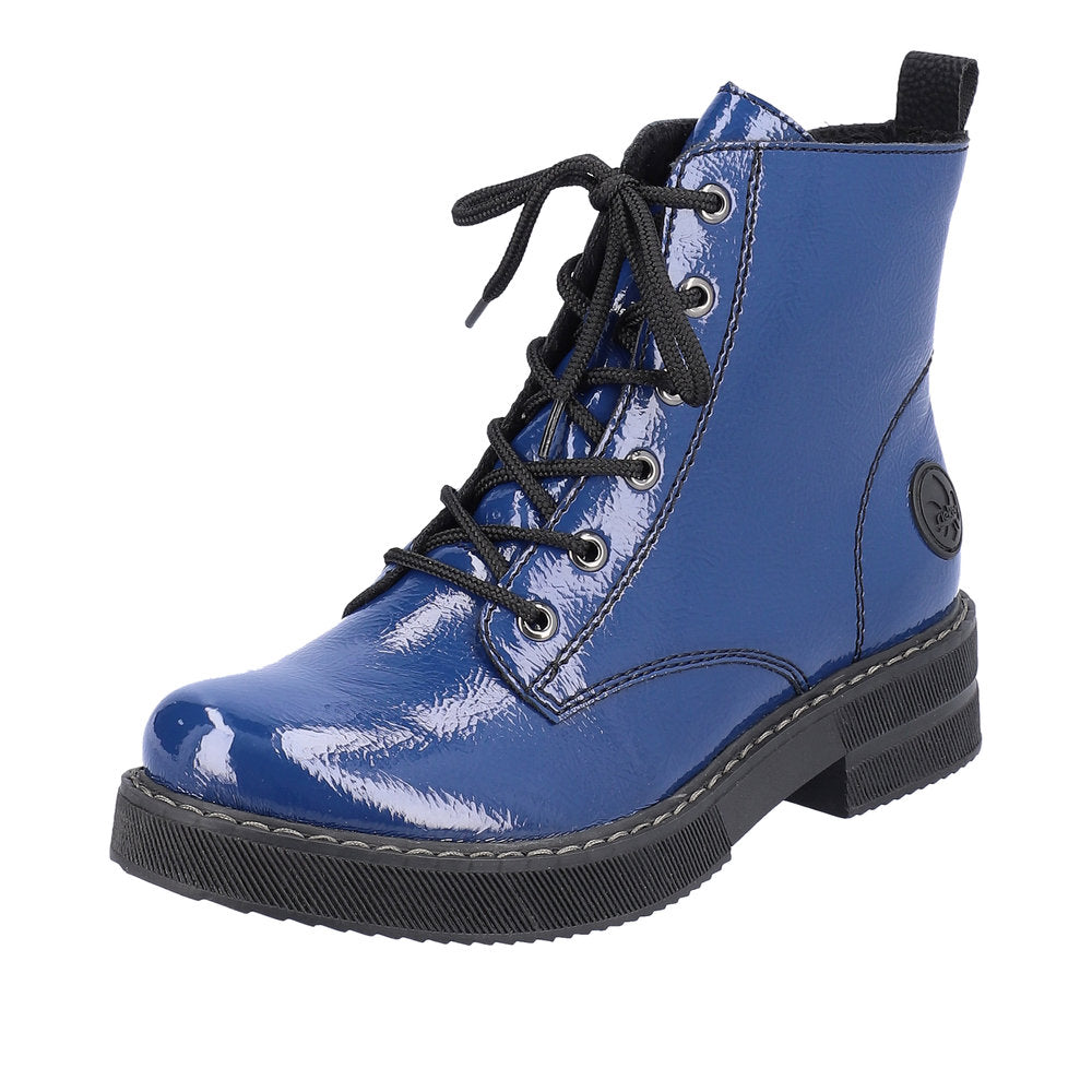 Rieker Synthetic Leather Women's Short 72010-14 Ankle Boots - Blue
