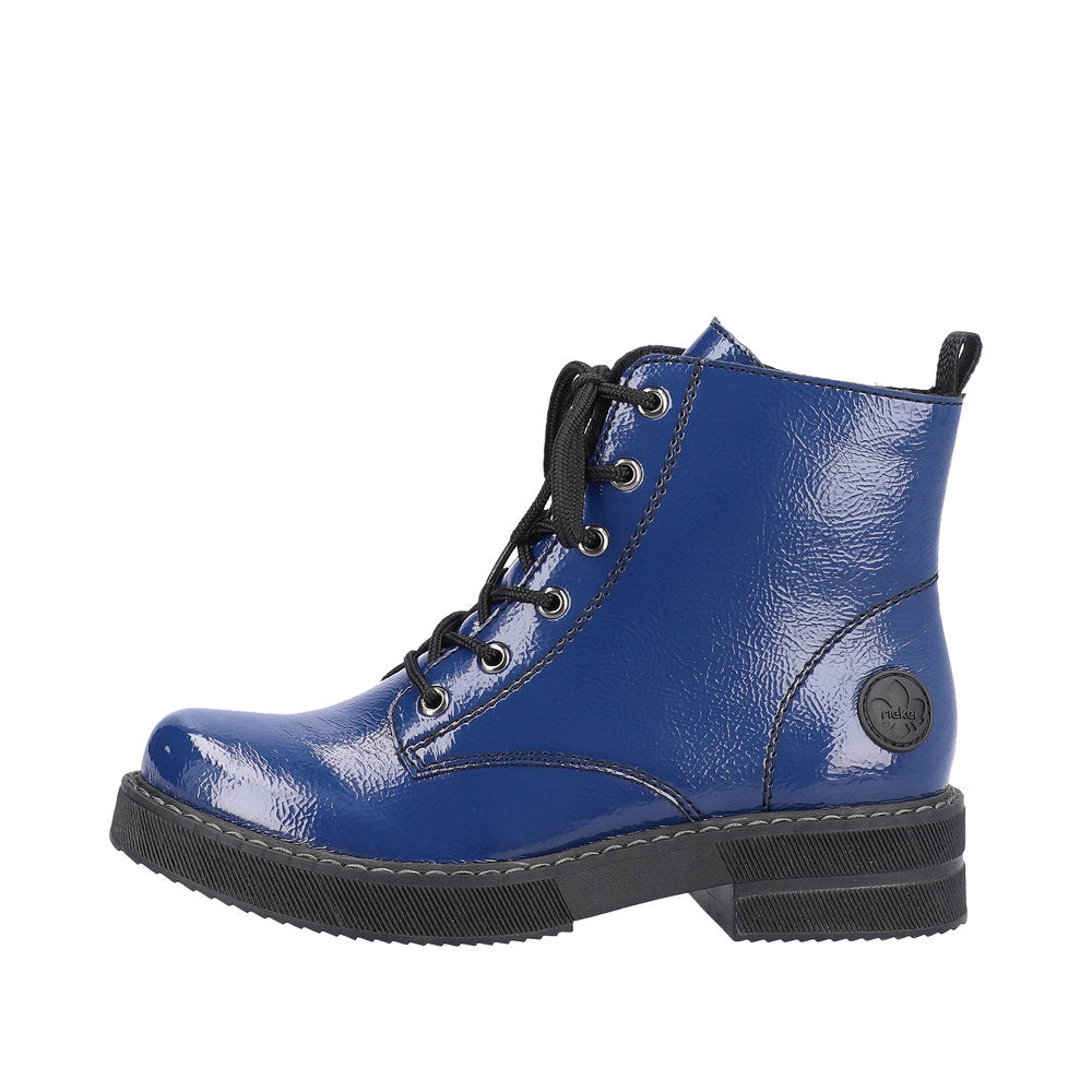 Rieker Synthetic Leather Women's Short 72010-14 Ankle Boots - Blue 5D2iiT4Z