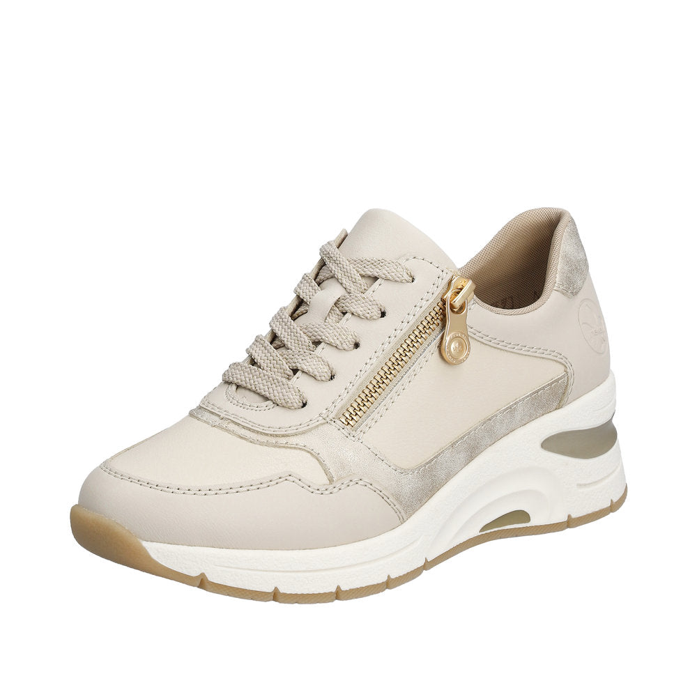 Rieker Women's Style N9301 Athletic Lace-Up With Zip - Beige