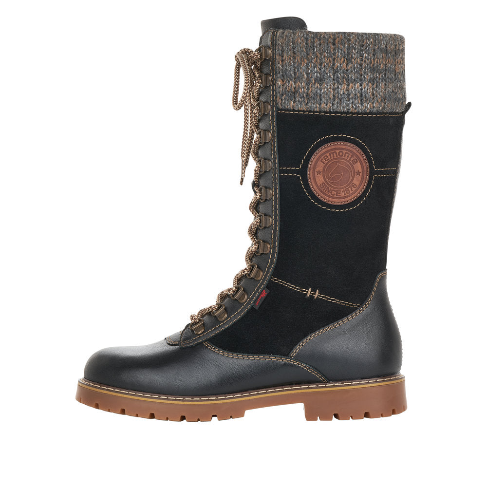 Remonte Suede Leather Women's' Tall D9375 Tall Boots Athleisure Boots - Black Combination YqRALEHz