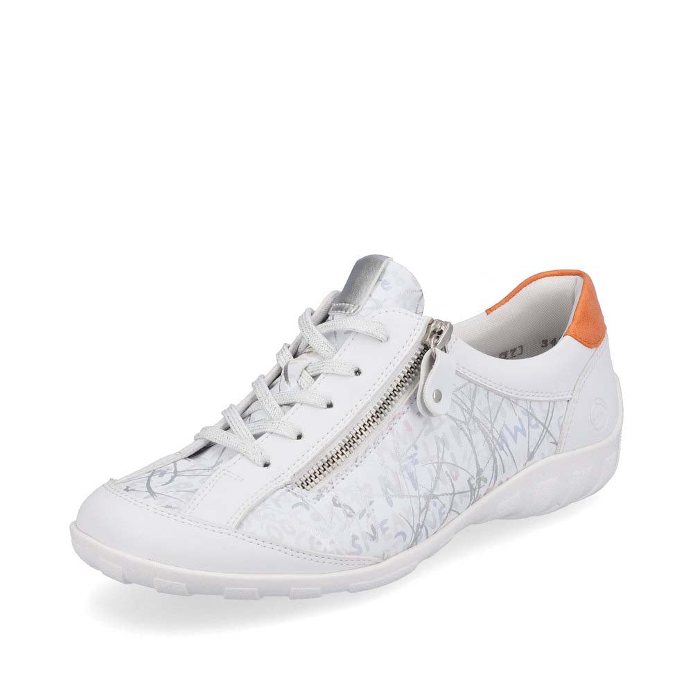Remonte Women's Style R3406 Casual Lace-Up With Zip - White Combination