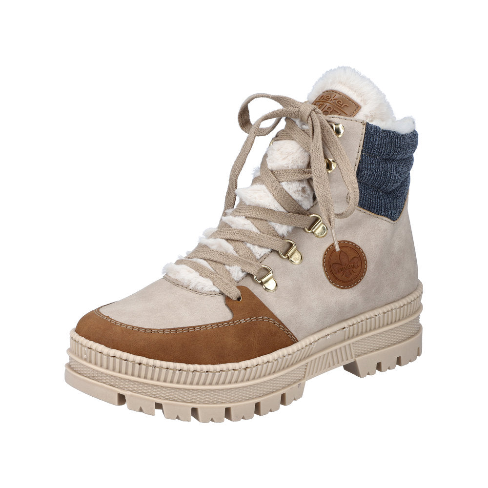 Rieker Synthetic Material Women's Short Z1810 Ankle Boots - Beige Combination