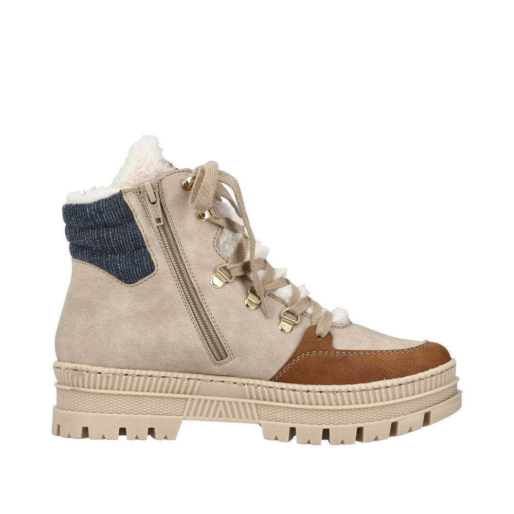 Rieker Synthetic Material Women's Short Z1810 Ankle Boots - Beige Combination L9YKfUaG