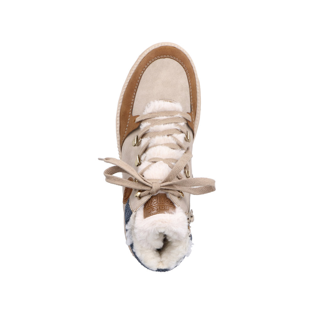 Rieker Synthetic Material Women's Short Z1810 Ankle Boots - Beige Combination L9YKfUaG