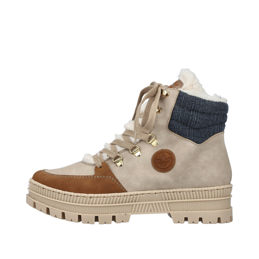 Rieker Synthetic Material Women's Short Z1810 Ankle Boots - Beige Combination L9YKfUaG