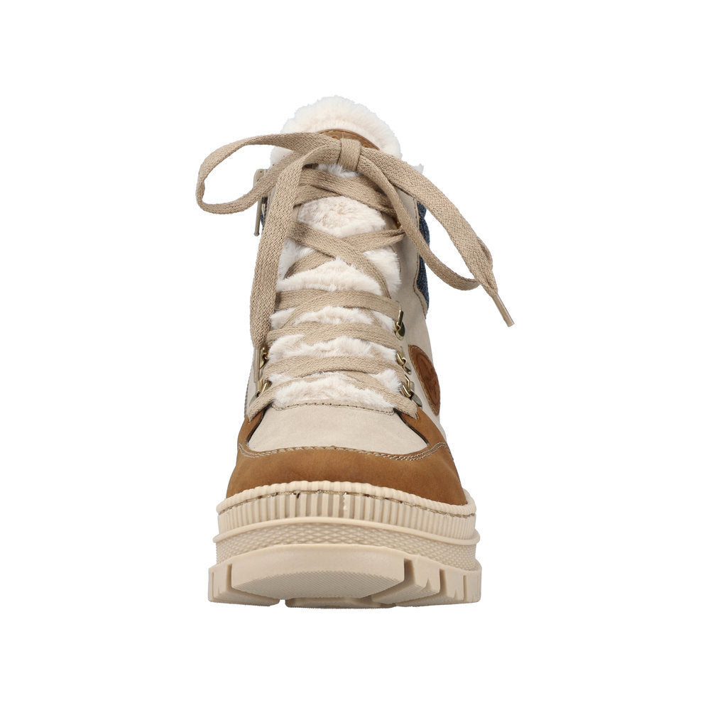 Rieker Synthetic Material Women's Short Z1810 Ankle Boots - Beige Combination L9YKfUaG