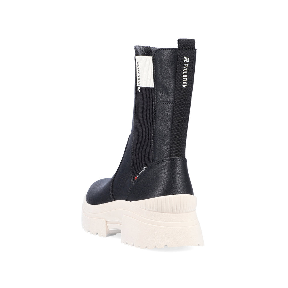 Rieker Evolution Leather Women's Mid Height W0380 Mid-Height Boots - Black YdyS3b2S