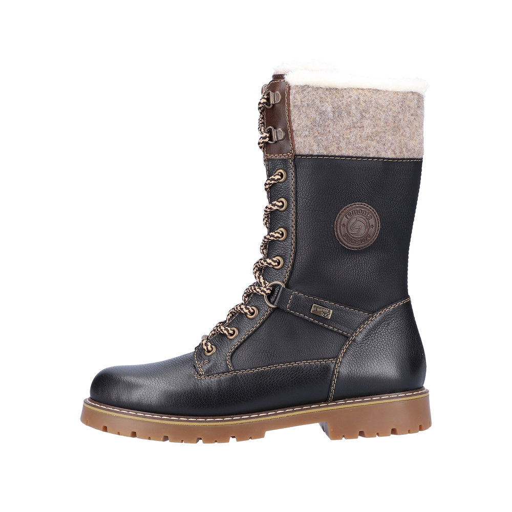 Remonte Leather Women's Mid Height D9379 Mid-Height Bootsflip Grip - Black Combination Yq6ztMXN