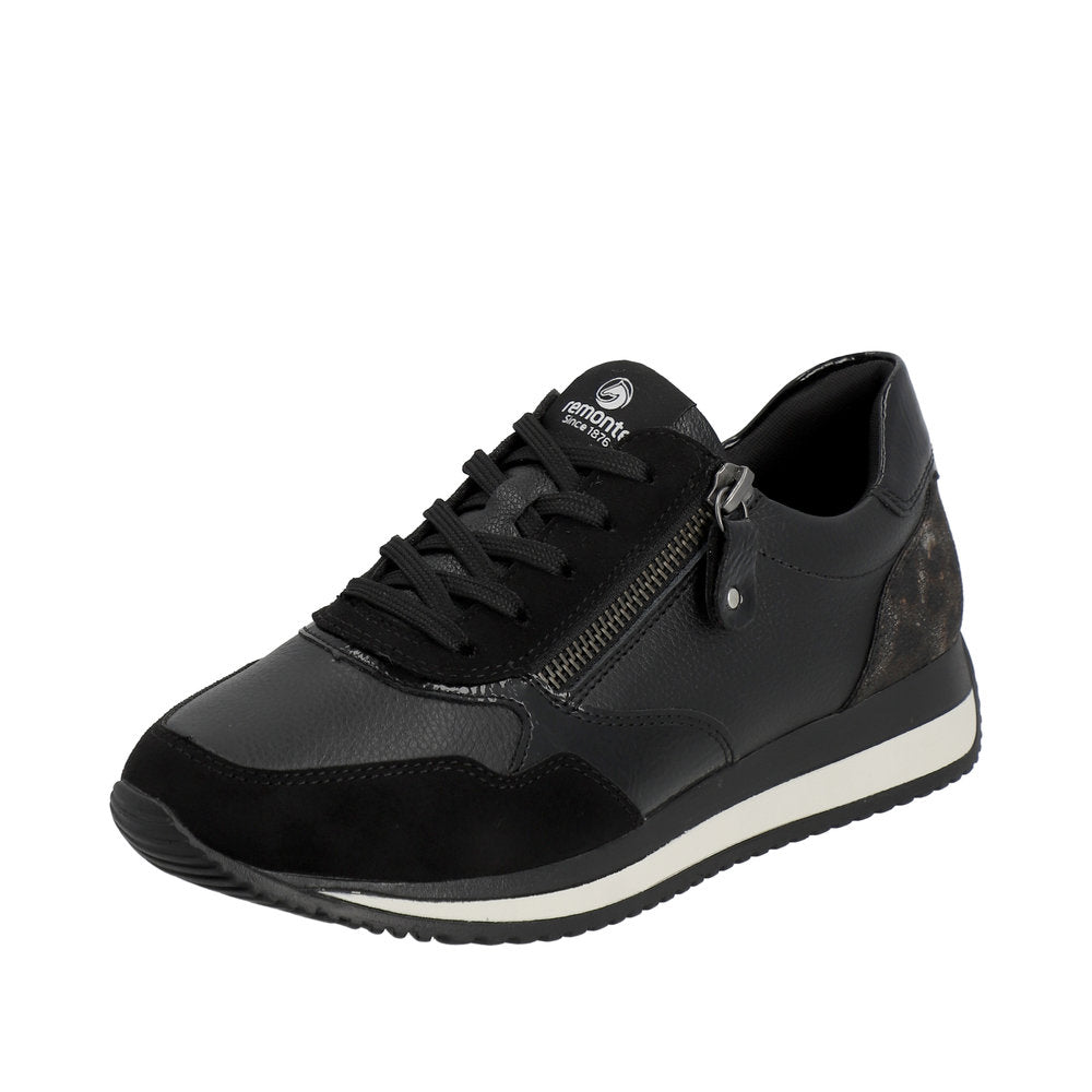 Remonte Women's Style D0H01 Athletic Lace-Up With Zip - Black Combination