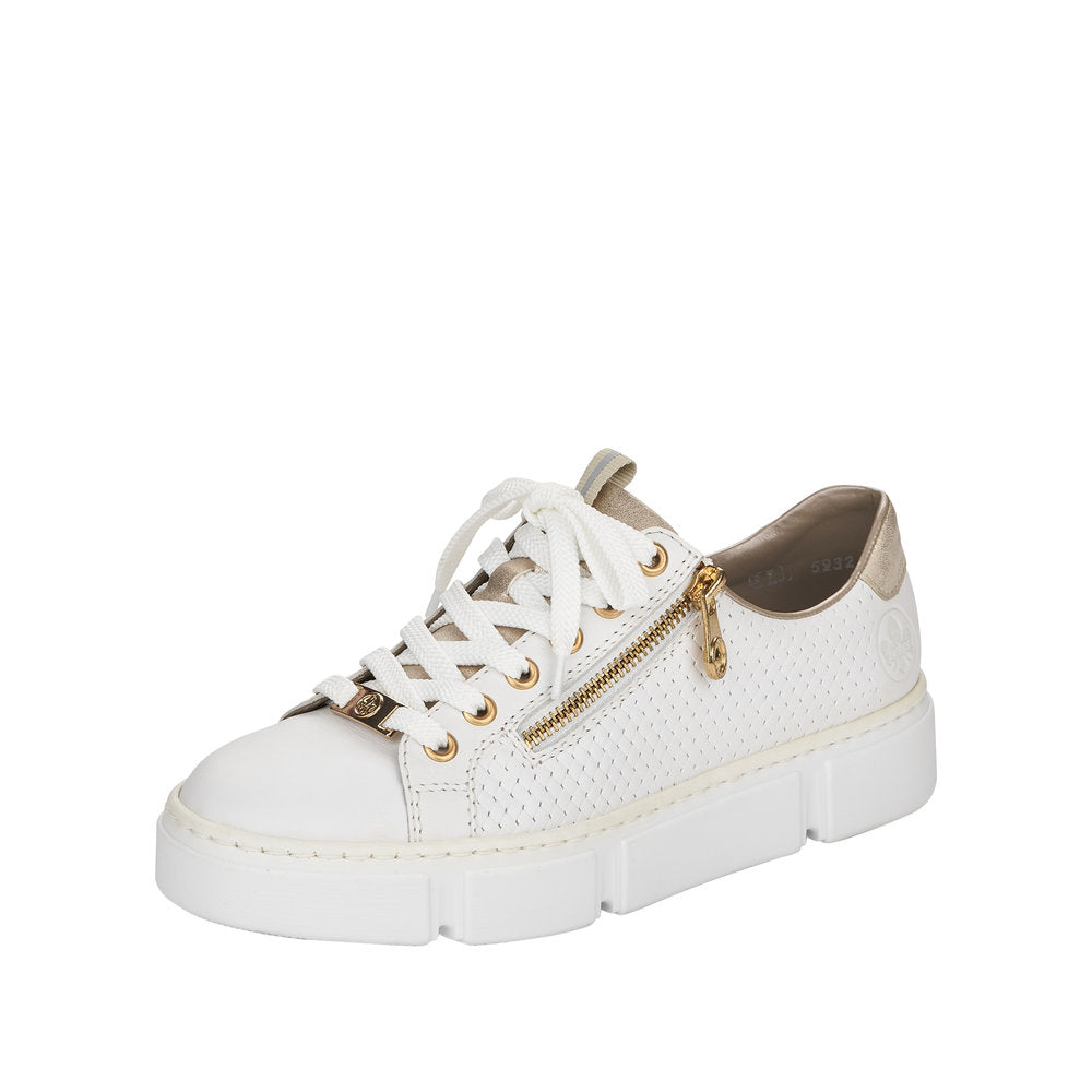 Rieker Women's Style N5932 Athletic Lace-Up With Zip - White