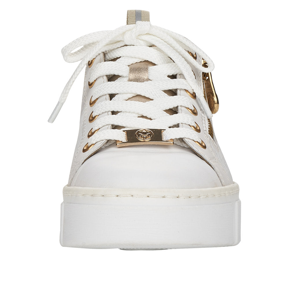 Rieker Women's Style N5932 Athletic Lace-Up With Zip - White 9fZtJoRa