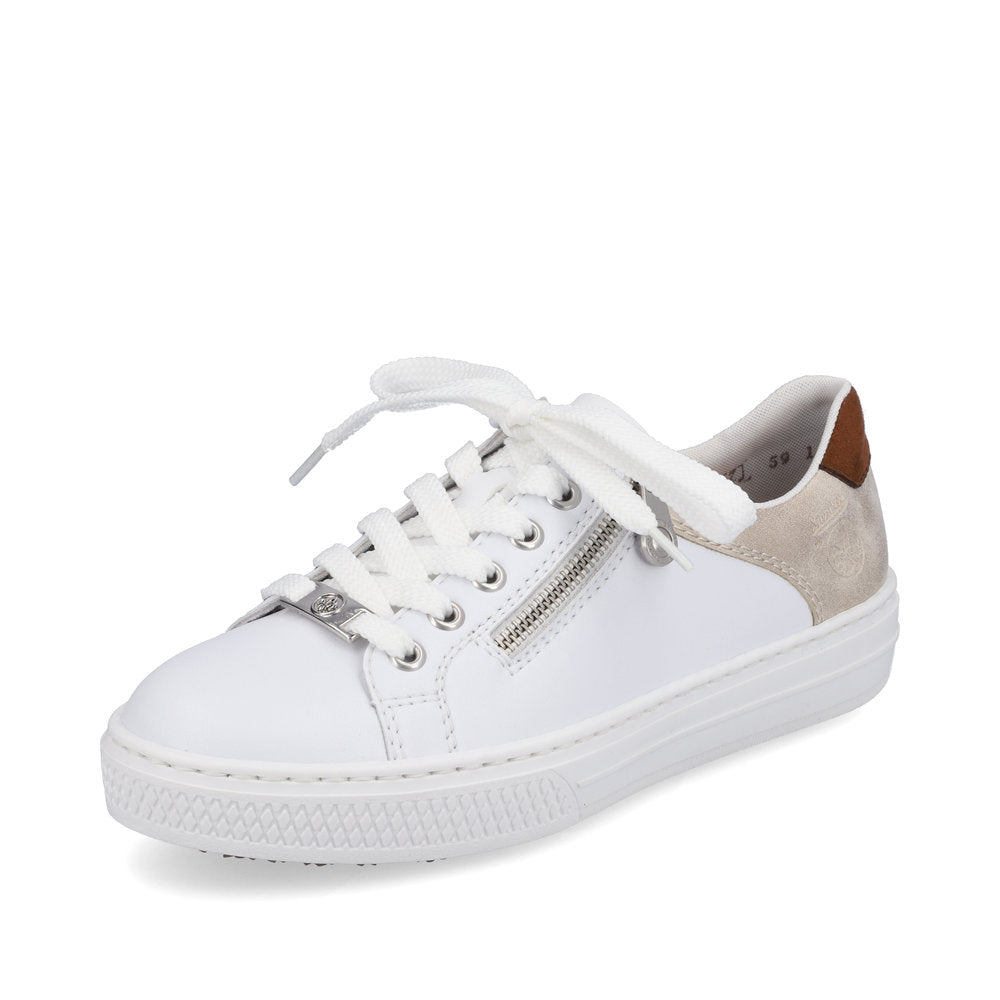 Rieker Women's Style L59A1 Athletic Lace-Up With Zip - White Combination