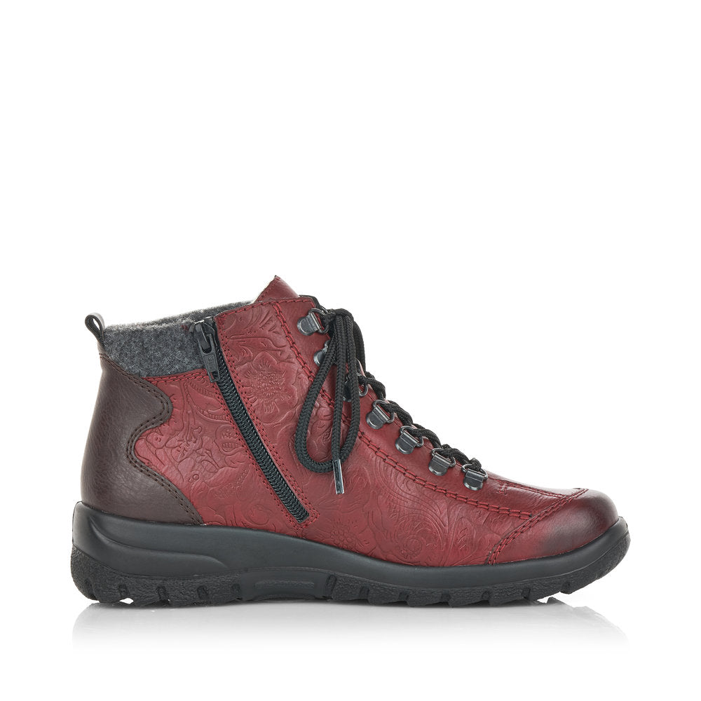 Rieker Synthetic Leather Women's Short L7144 Ankle Boots - Red Combination z3NQ0FVP