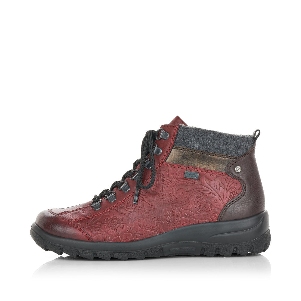 Rieker Synthetic Leather Women's Short L7144 Ankle Boots - Red Combination z3NQ0FVP