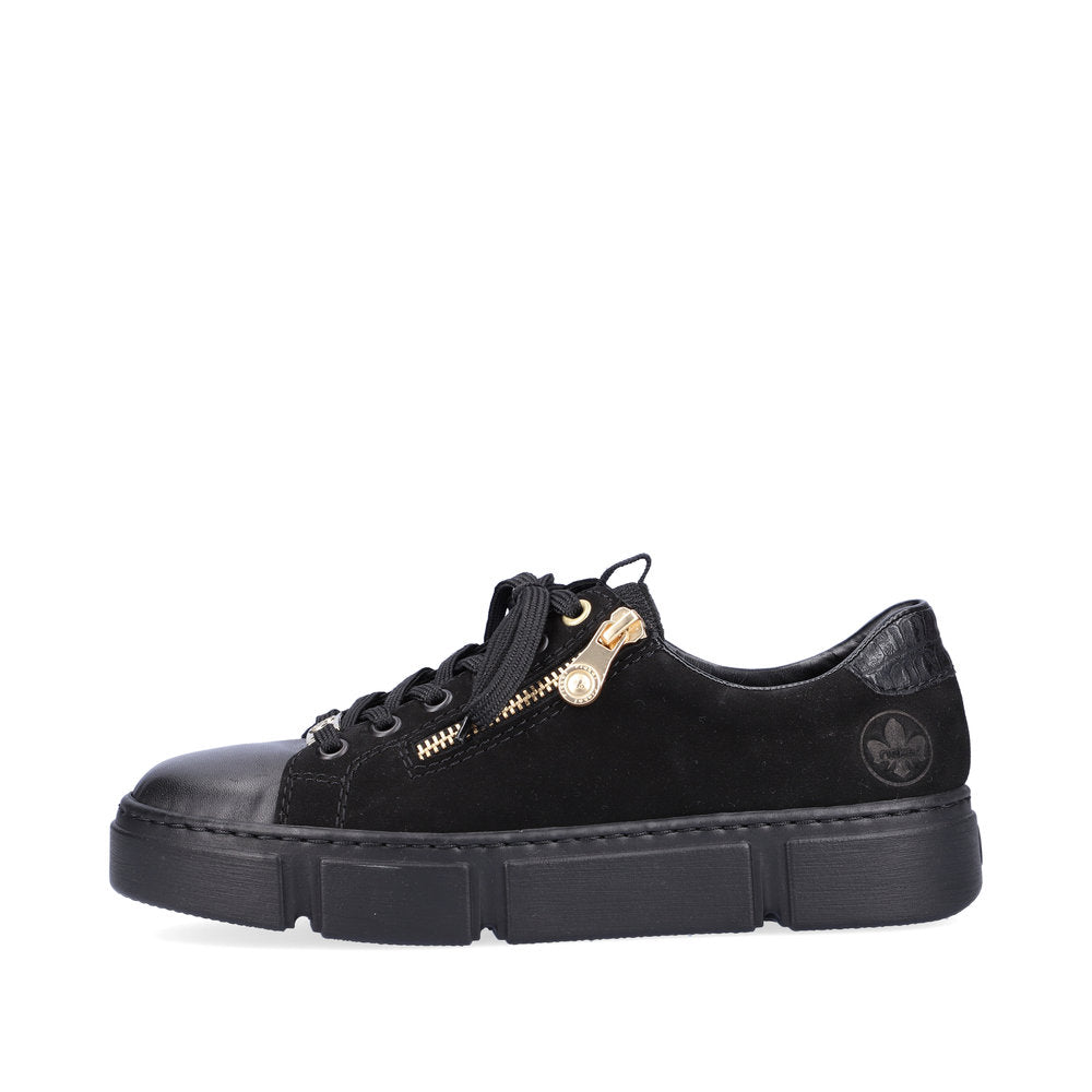 Rieker Women's Style N5932 Athletic Lace-Up With Zip - Black TjLN31r2