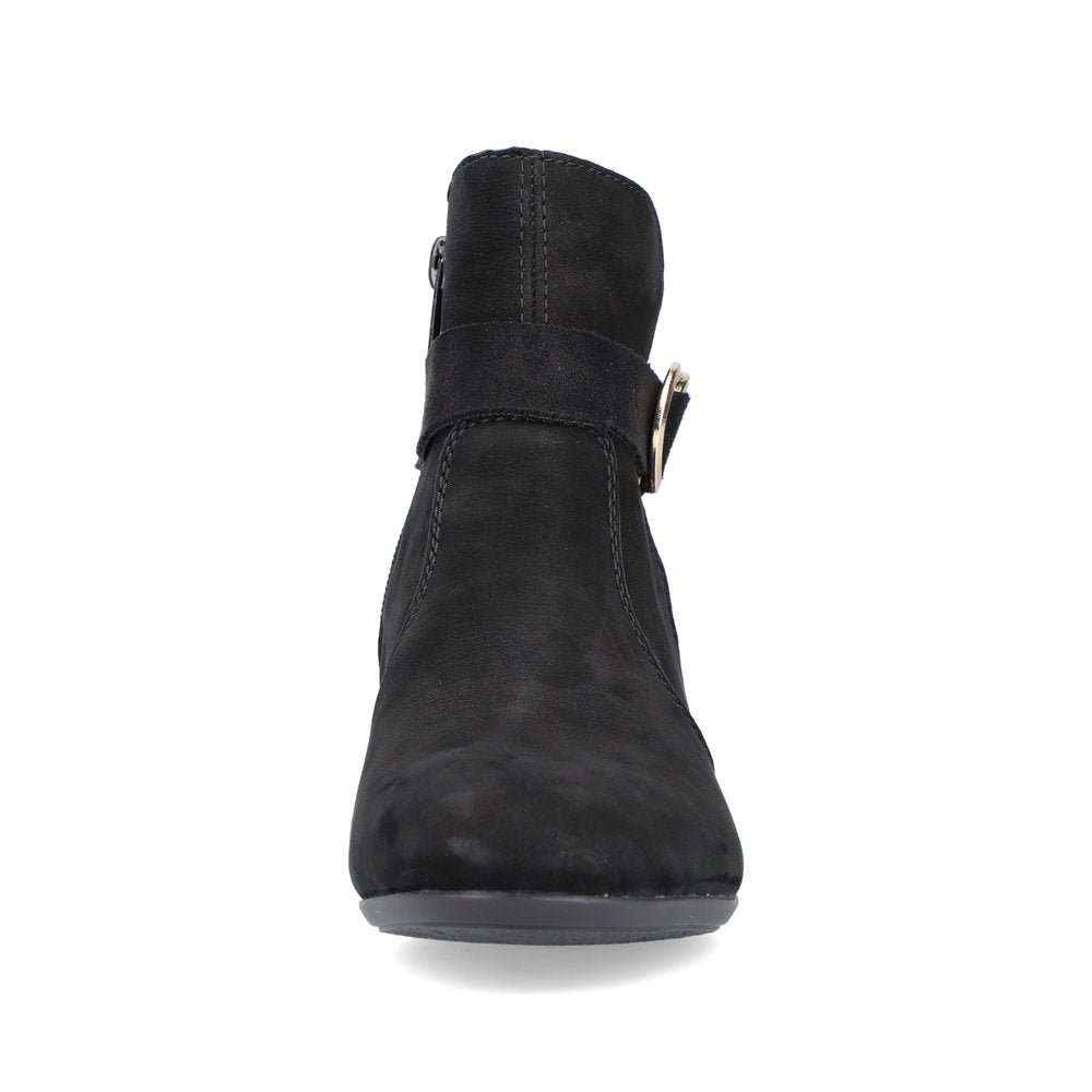 Rieker Suede Leather Women's Short 70289 Ankle Boots - Black DnxEviHh