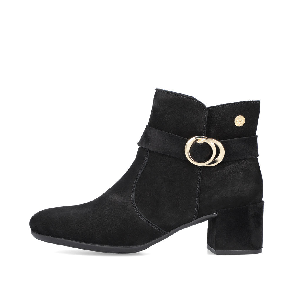 Rieker Suede Leather Women's Short 70289 Ankle Boots - Black DnxEviHh