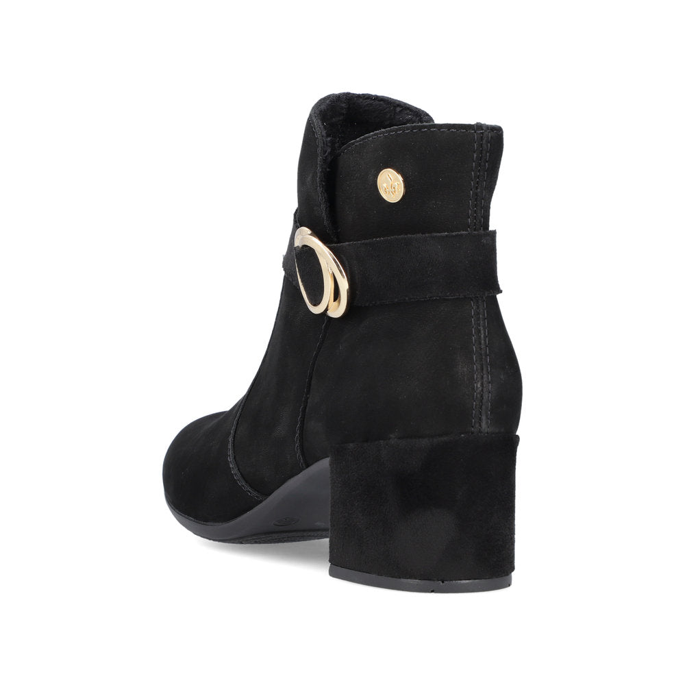 Rieker Suede Leather Women's Short 70289 Ankle Boots - Black DnxEviHh
