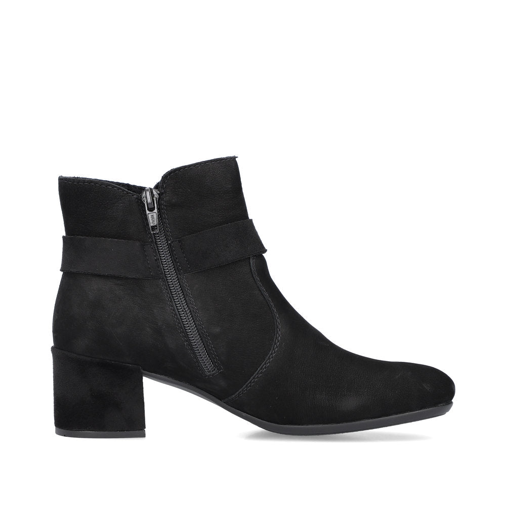 Rieker Suede Leather Women's Short 70289 Ankle Boots - Black DnxEviHh