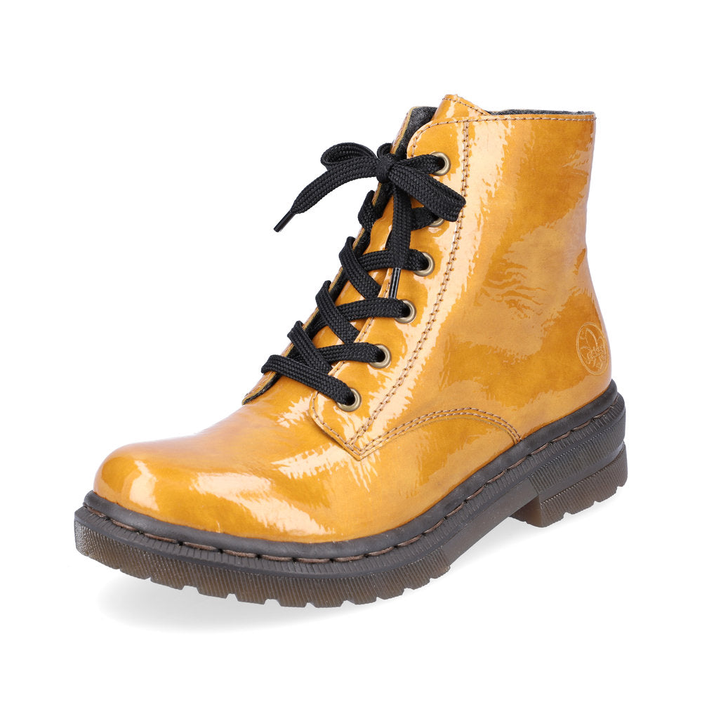 Rieker Synthetic Leather Women's Short 78240 Ankle Boots - Yellow