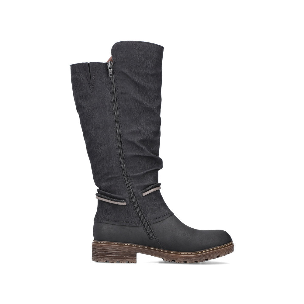 Rieker Synthetic Leather Women's Tall Z4759 Tall Boots - Black VvMvTJFH
