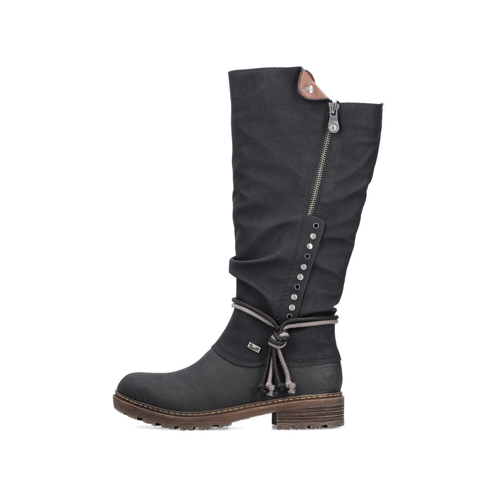 Rieker Synthetic Leather Women's Tall Z4759 Tall Boots - Black VvMvTJFH