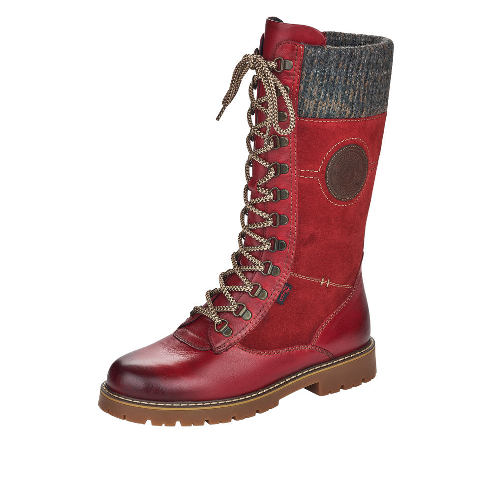 Remonte Suede Leather Women's' Tall D9375 Tall Boots Athleisure Boots - Red Combination