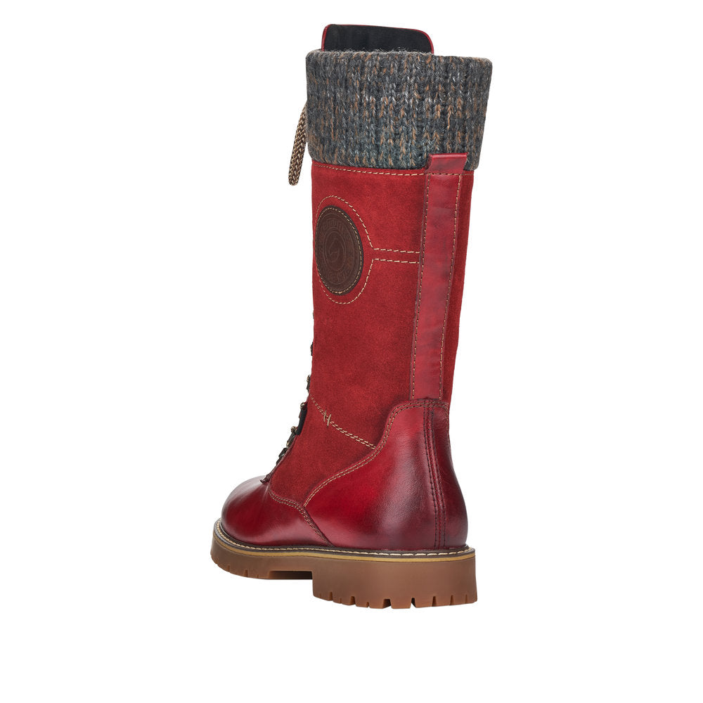 Remonte Suede Leather Women's' Tall D9375 Tall Boots Athleisure Boots - Red Combination E1knI9Lj