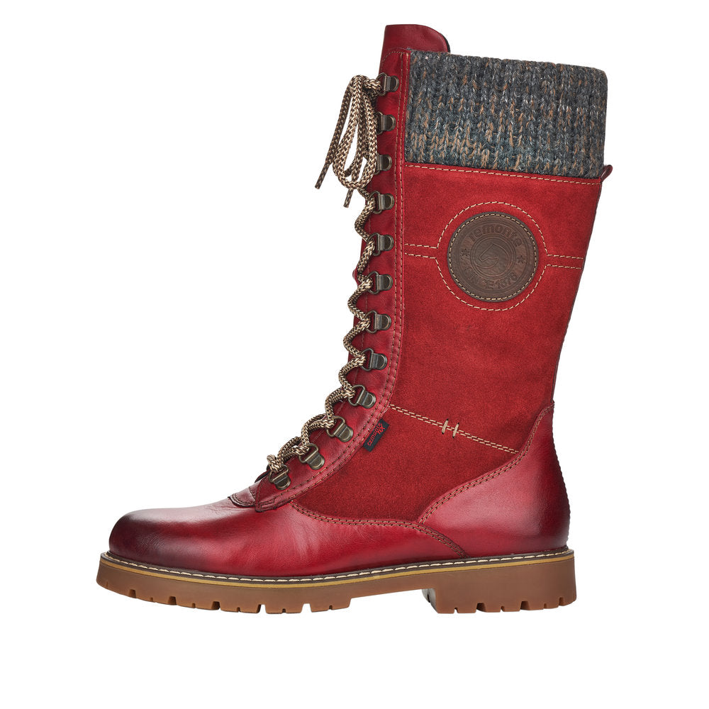 Remonte Suede Leather Women's' Tall D9375 Tall Boots Athleisure Boots - Red Combination E1knI9Lj