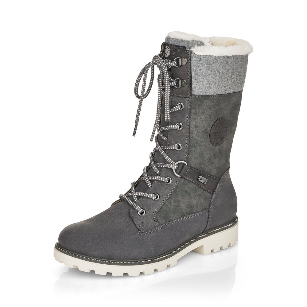Remonte Suede Leather Women's Mid Height D8474-22 Mid-Height Boots - Grey Combination