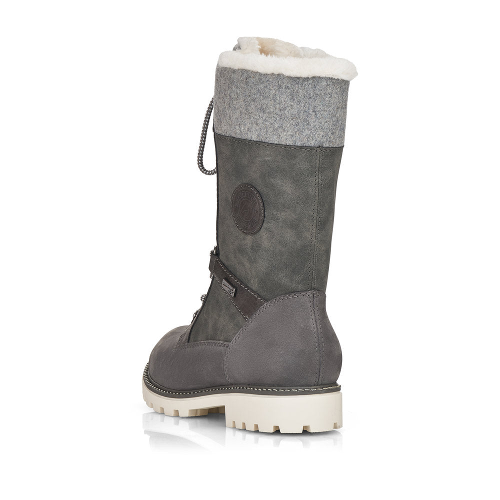 Remonte Suede Leather Women's Mid Height D8474-22 Mid-Height Boots - Grey Combination zrFUxQ8a